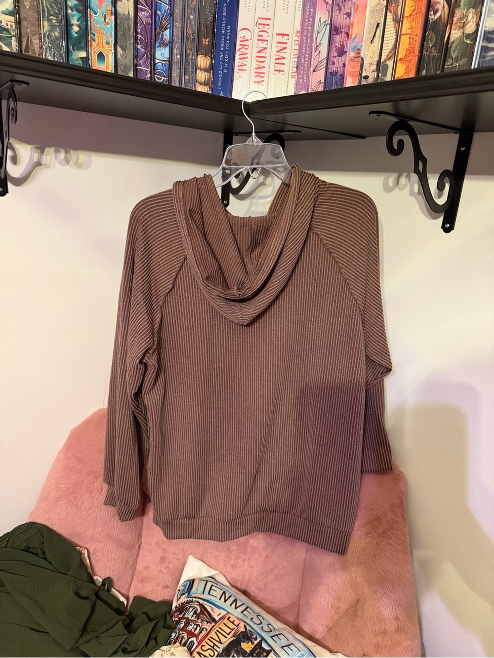 HEIMISH USA Ribbed Hoodie in Dusty Mauve - Picture 3 of 3